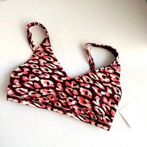 Offline By Aerie Goals Plunge Maplewood Leopard Padded Bra L